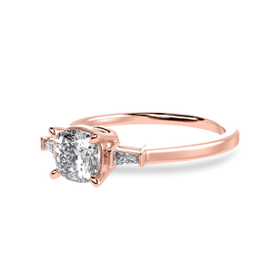 Jewelove™ Rings Women's Band only / VVS GH 30-Pointer Cushion Cut Solitaire with Baguette Diamond Accents 18K Rose Gold Ring JL AU 1223R