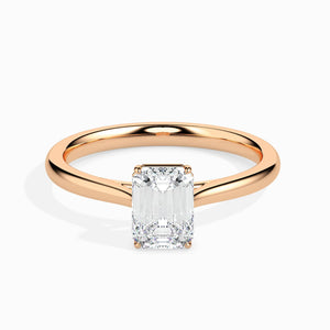 Jewelove™ Rings Women's Band only / VVS E 30-Pointer Emerald Cut Solitaire Diamond 18K Rose Gold Solitaire Ring JL AU 19005R