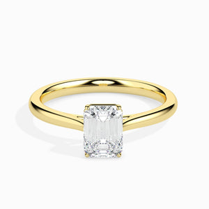 Jewelove™ Rings Women's Band only / VVS E 30-Pointer Emerald Cut Solitaire Diamond 18K Yellow Gold Ring JL AU 19005Y