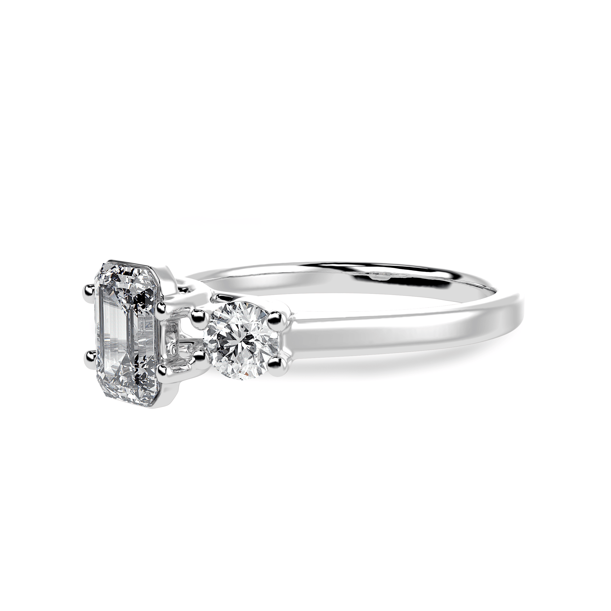 Jewelove™ Rings E VVS / Women's Band only 30-Pointer Emerald Cut Solitaire Diamond Accents Platinum Ring JL PT 1232