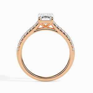 Jewelove™ Rings Women's Band only / VVS E 30-Pointer Emerald Cut Solitaire Diamond Shank 18K Rose Gold Solitaire Ring JL AU 19015R