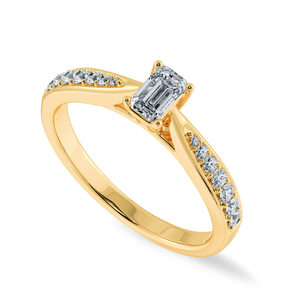 Jewelove™ Rings Women's Band only / VVS E 30-Pointer Emerald Cut Solitaire Diamond Shank 18K Yellow Gold Ring JL AU 1280Y