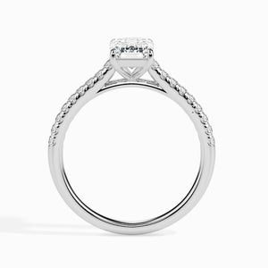 Jewelove™ Rings E VVS / Women's Band only 30-Pointer Emerald Cut Solitaire Diamond Shank Platinum Ring JL PT 19015