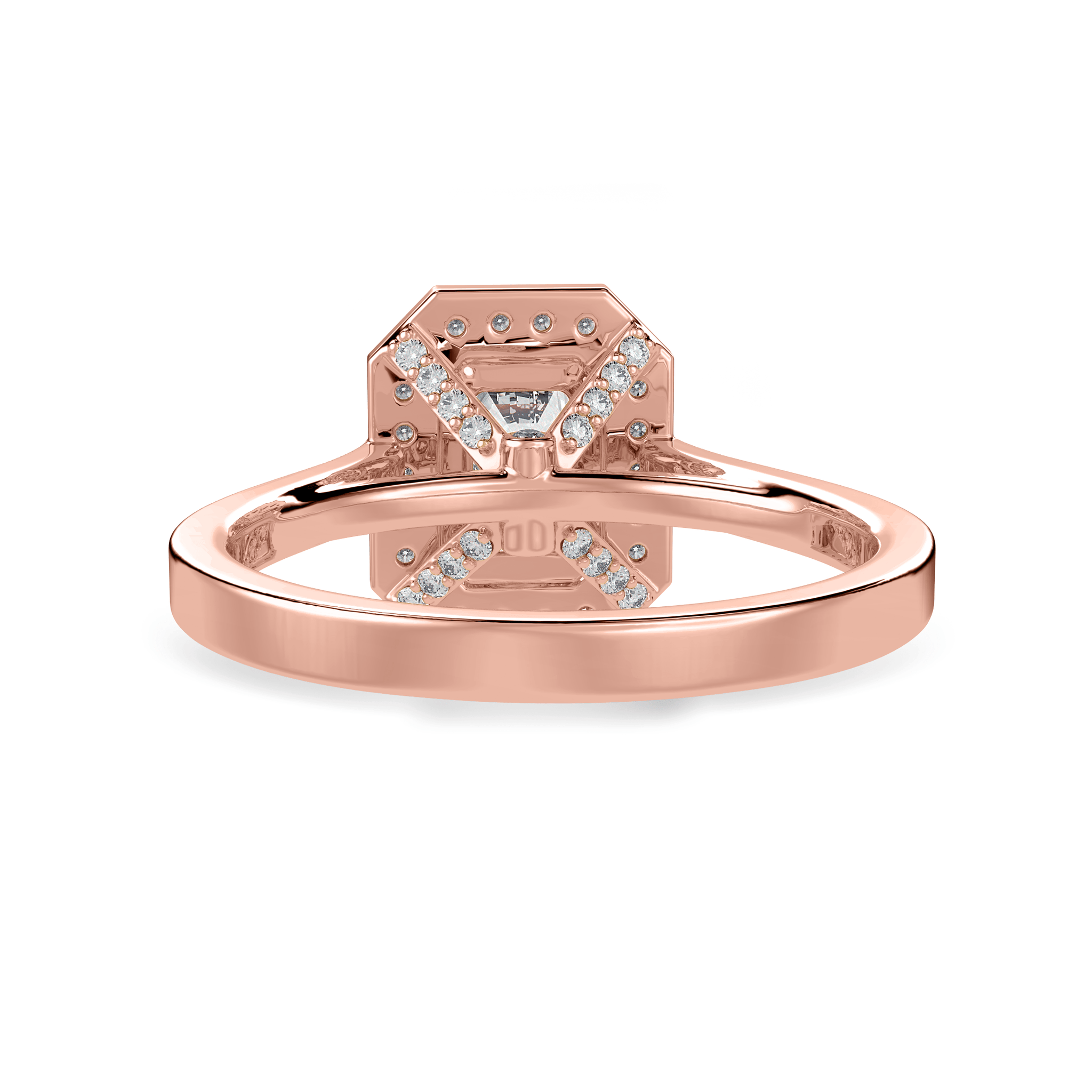 Jewelove™ Rings Women's Band only / VVS E 30-Pointer Emerald Cut Solitaire Halo Diamond Shank 18K Rose Gold Ring JL AU 1304R