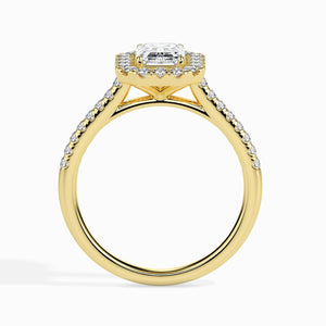 Jewelove™ Rings Women's Band only / VVS E 30-Pointer Emerald Cut Solitaire Halo Diamond Shank 18K Yellow Gold Ring JL AU 19035Y