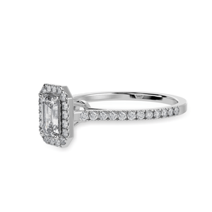 Jewelove™ Rings E VVS / Women's Band only 30-Pointer Emerald Cut Solitaire Halo Diamond Shank Platinum Ring JL PT 1288