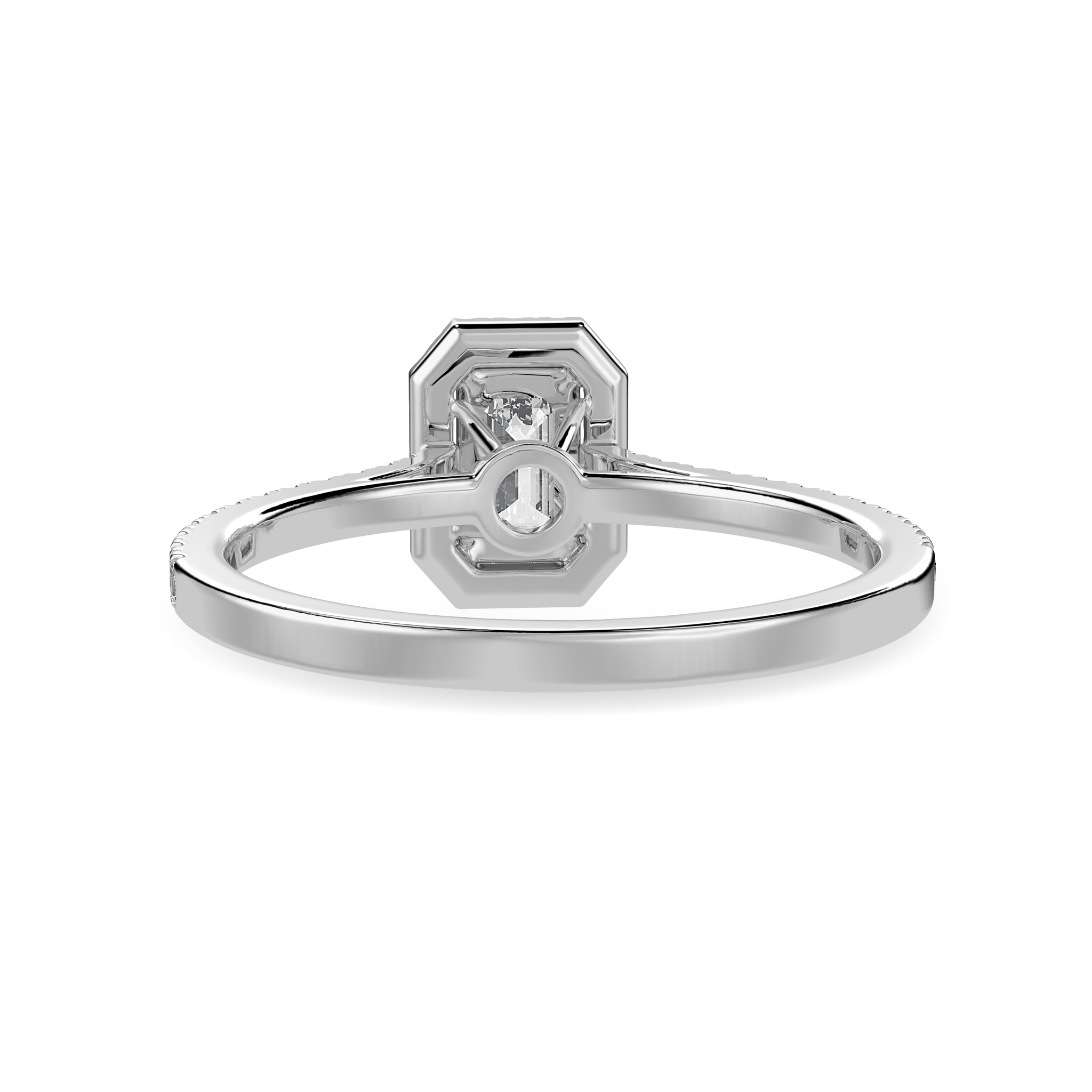 Jewelove™ Rings E VVS / Women's Band only 30-Pointer Emerald Cut Solitaire Halo Diamond Shank Platinum Ring JL PT 1288