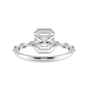 Jewelove™ Rings E VVS / Women's Band only 30-Pointer Emerald Cut Solitaire Halo Diamonds with Pear Cut Diamonds Platinum Ring JL PT 1272