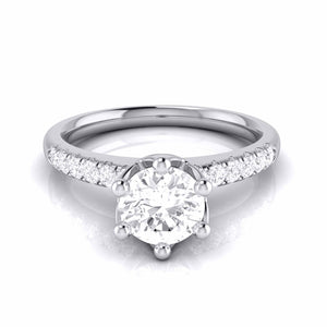 Jewelove™ Rings J VS / Women's Band only 30-Pointer Flowery Platinum Solitaire Engagement Ring with Diamond Shank JL PT G 105