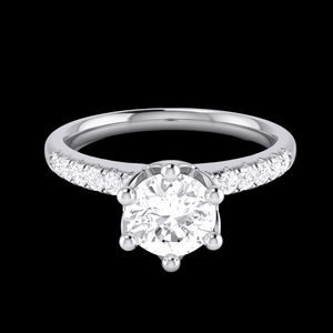 Jewelove™ Rings J VS / Women's Band only 30-Pointer Flowery Platinum Solitaire Engagement Ring with Diamond Shank JL PT G 105