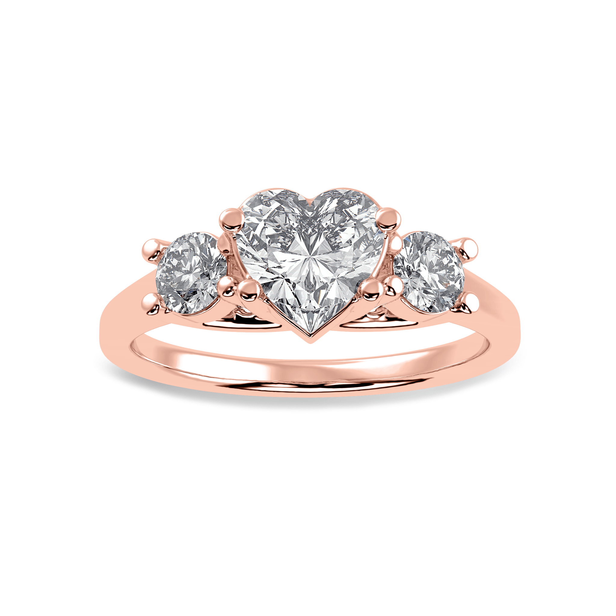 Jewelove™ Rings Women's Band only / VS I 30-Pointer Heart Cut Solitaire Diamond Accents 18K Rose Gold Ring JL AU 1233R