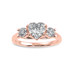 Jewelove™ Rings Women's Band only / VS I 30-Pointer Heart Cut Solitaire Diamond Accents 18K Rose Gold Ring JL AU 1233R