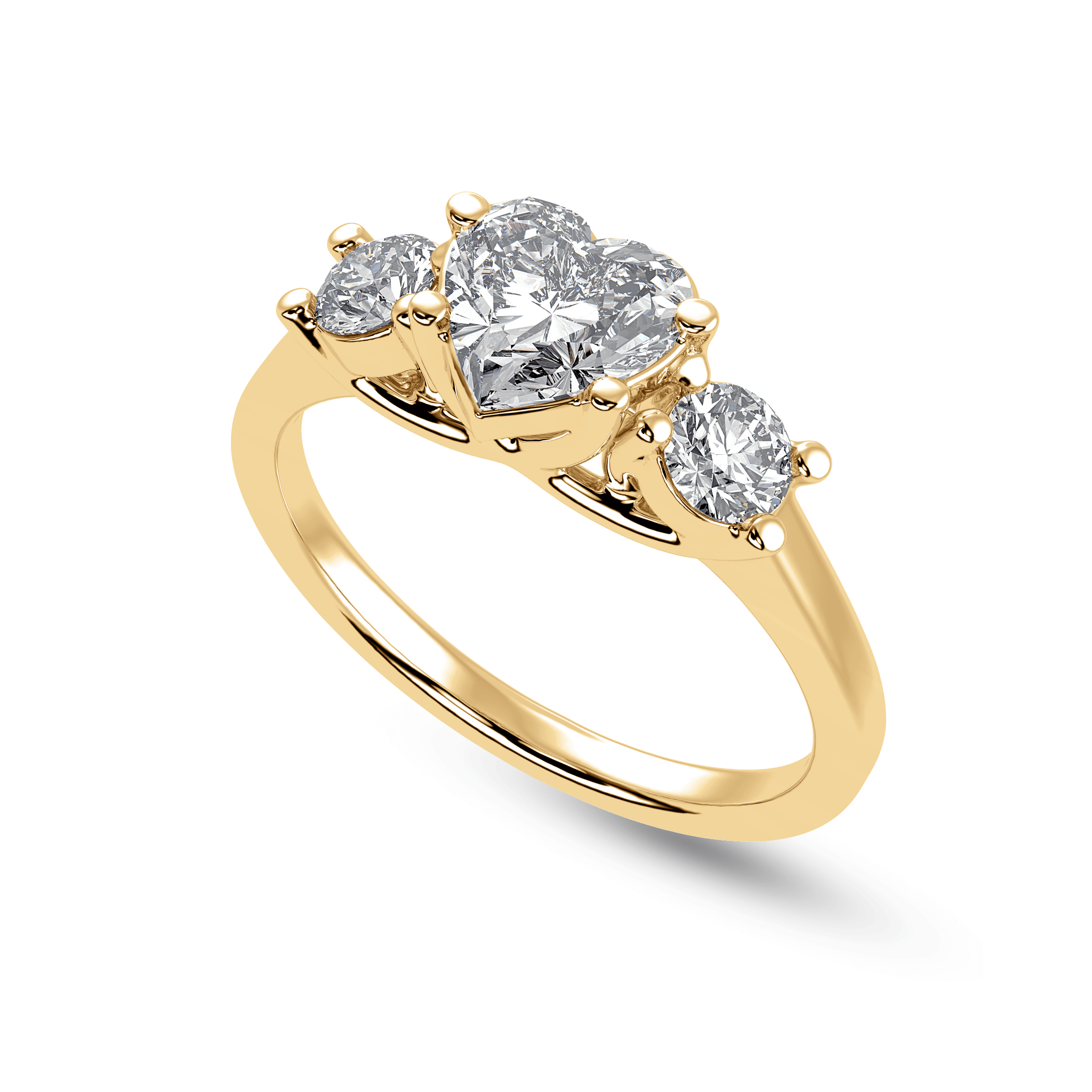 Jewelove™ Rings Women's Band only / VS I 30-Pointer Heart Cut Solitaire Diamond Accents 18K Yellow Gold Ring JL AU 1233Y