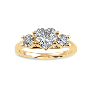 Jewelove™ Rings Women's Band only / VS I 30-Pointer Heart Cut Solitaire Diamond Accents 18K Yellow Gold Ring JL AU 1233Y