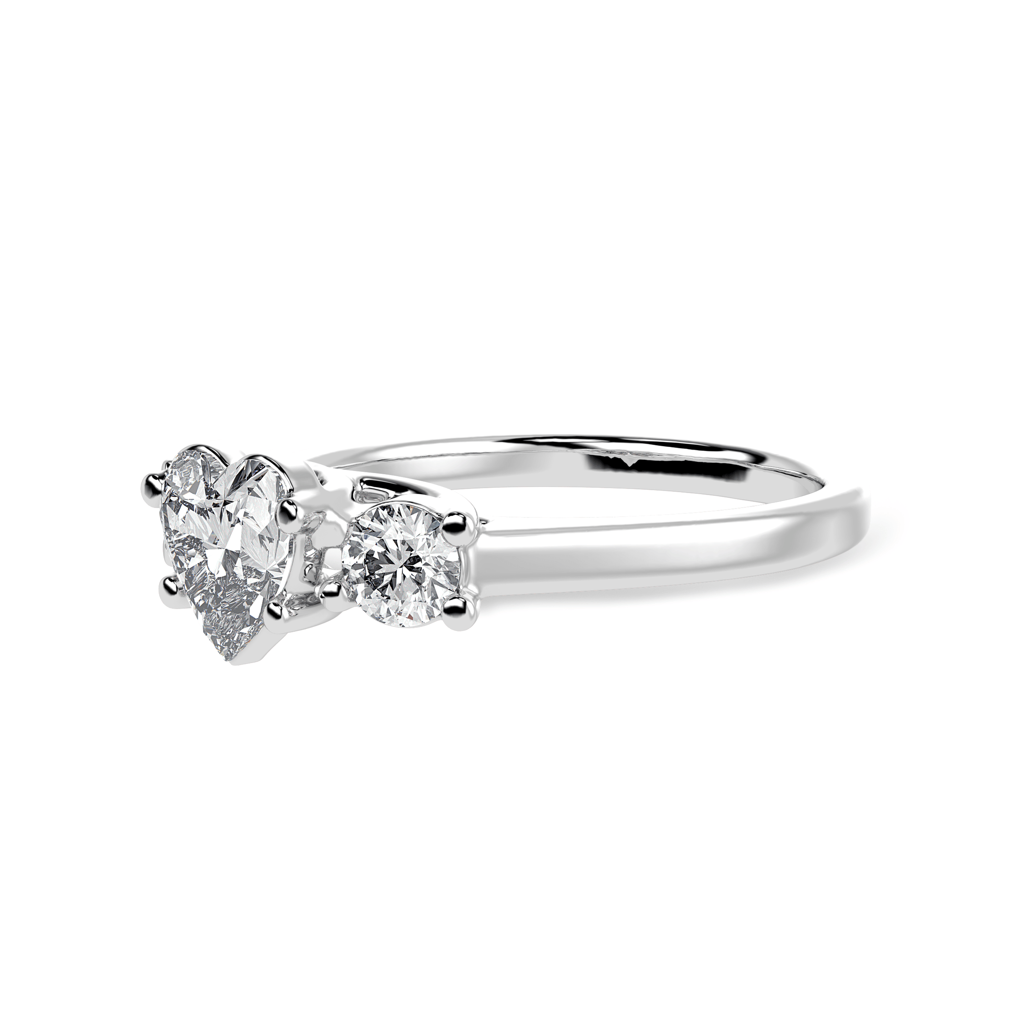 Jewelove™ Rings I VS / Women's Band only 30-Pointer Heart Cut Solitaire Diamond Accents Platinum Ring JL PT 1233