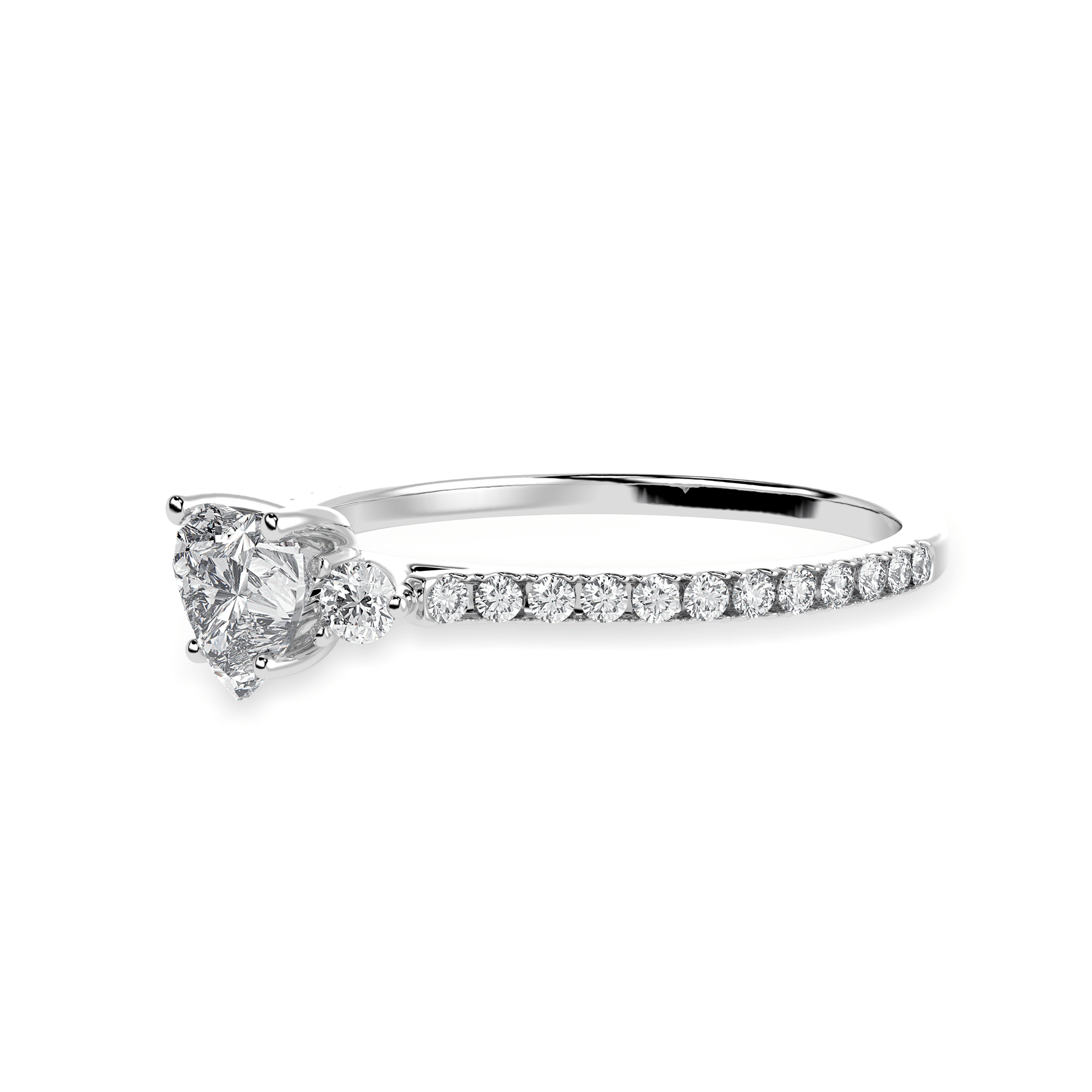 Jewelove™ Rings I VS / Women's Band only 30-Pointer Heart Cut Solitaire Diamond Accents Shank Platinum Ring JL PT 1243