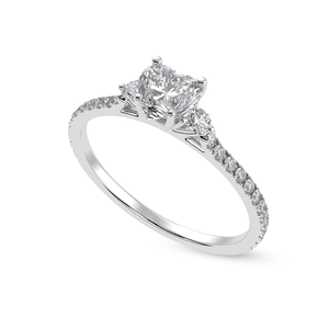 Jewelove™ Rings I VS / Women's Band only 30-Pointer Heart Cut Solitaire Diamond Accents Shank Platinum Ring JL PT 1243