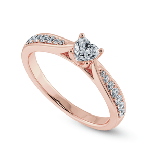 Jewelove™ Rings Women's Band only / VS I 30-Pointer Heart Cut Solitaire Diamond Shank 18K Rose Gold Ring JL AU 1281R