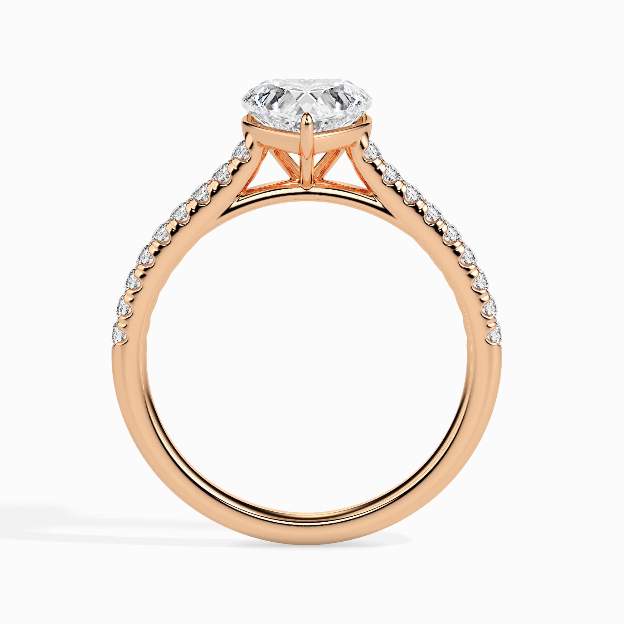 Jewelove™ Rings Women's Band only / VS I 30-Pointer Heart Cut Solitaire Diamond Shank 18K Rose Gold Ring JL AU 19018R