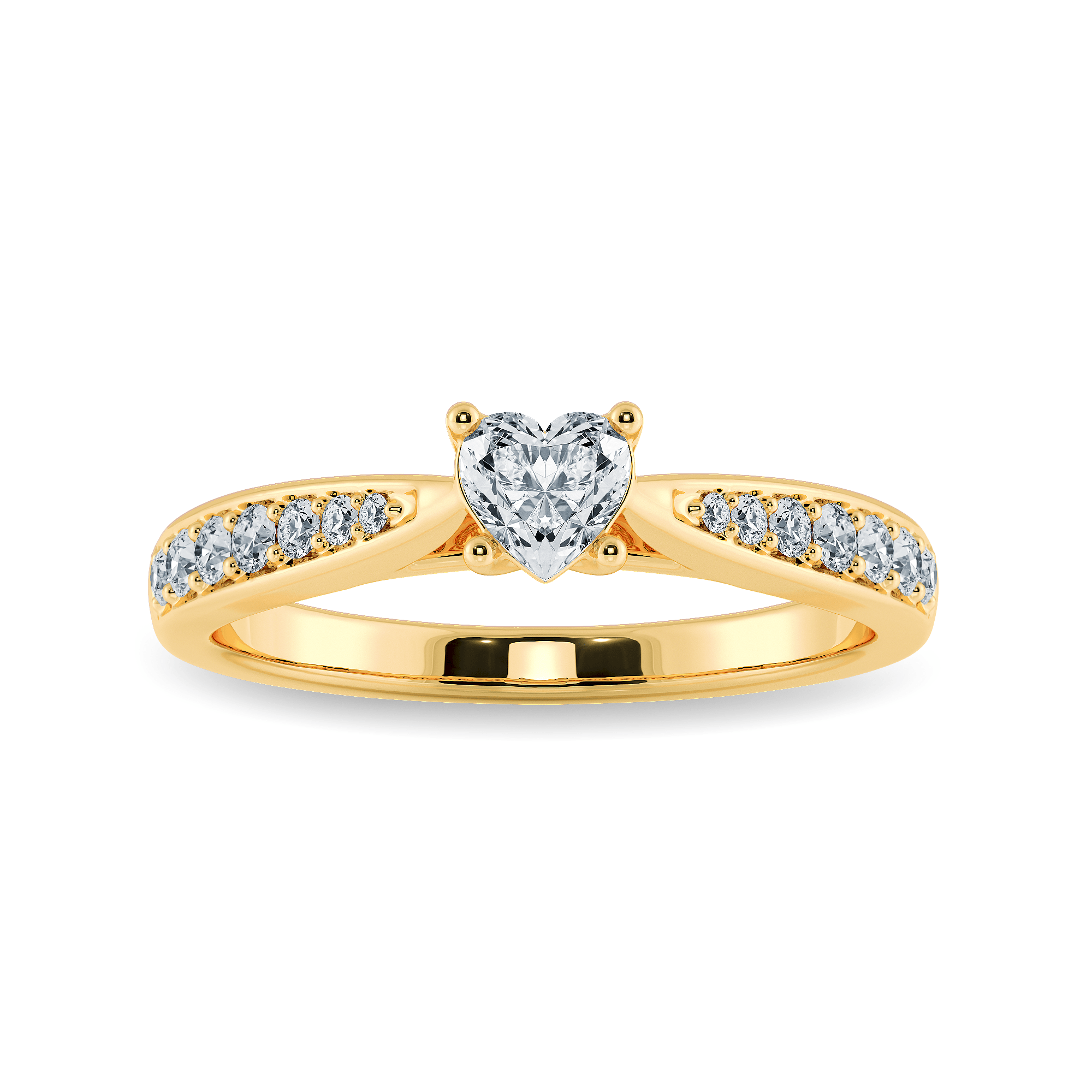 Jewelove™ Rings Women's Band only / VS I 30-Pointer Heart Cut Solitaire Diamond Shank 18K Yellow Gold Ring JL AU 1281Y