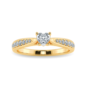 Jewelove™ Rings Women's Band only / VS I 30-Pointer Heart Cut Solitaire Diamond Shank 18K Yellow Gold Ring JL AU 1281Y