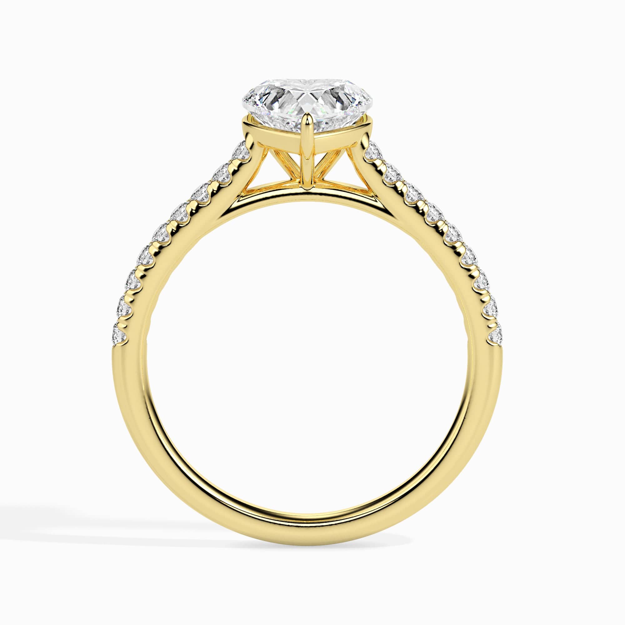 Jewelove™ Rings Women's Band only / VS I 30-Pointer Heart Cut Solitaire Diamond Shank 18K Yellow Gold Ring JL AU 19018Y