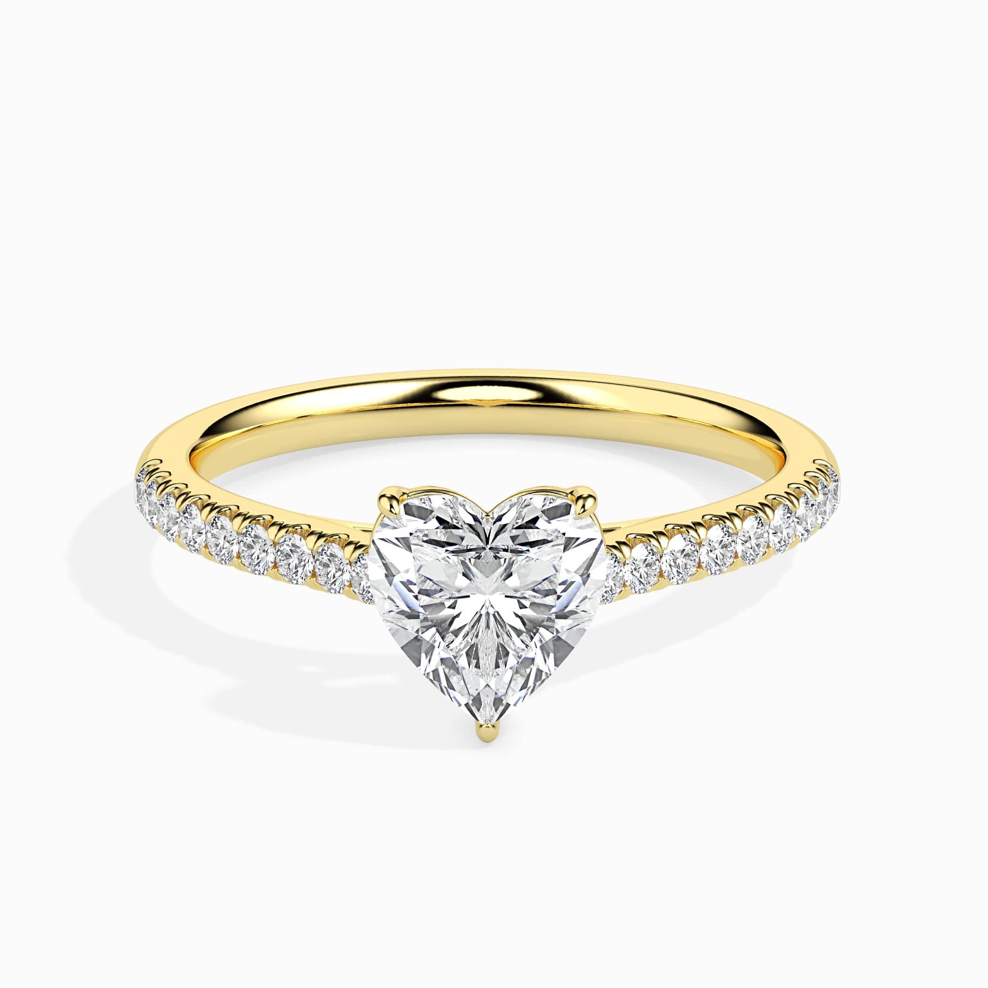 Jewelove™ Rings Women's Band only / VS I 30-Pointer Heart Cut Solitaire Diamond Shank 18K Yellow Gold Ring JL AU 19018Y