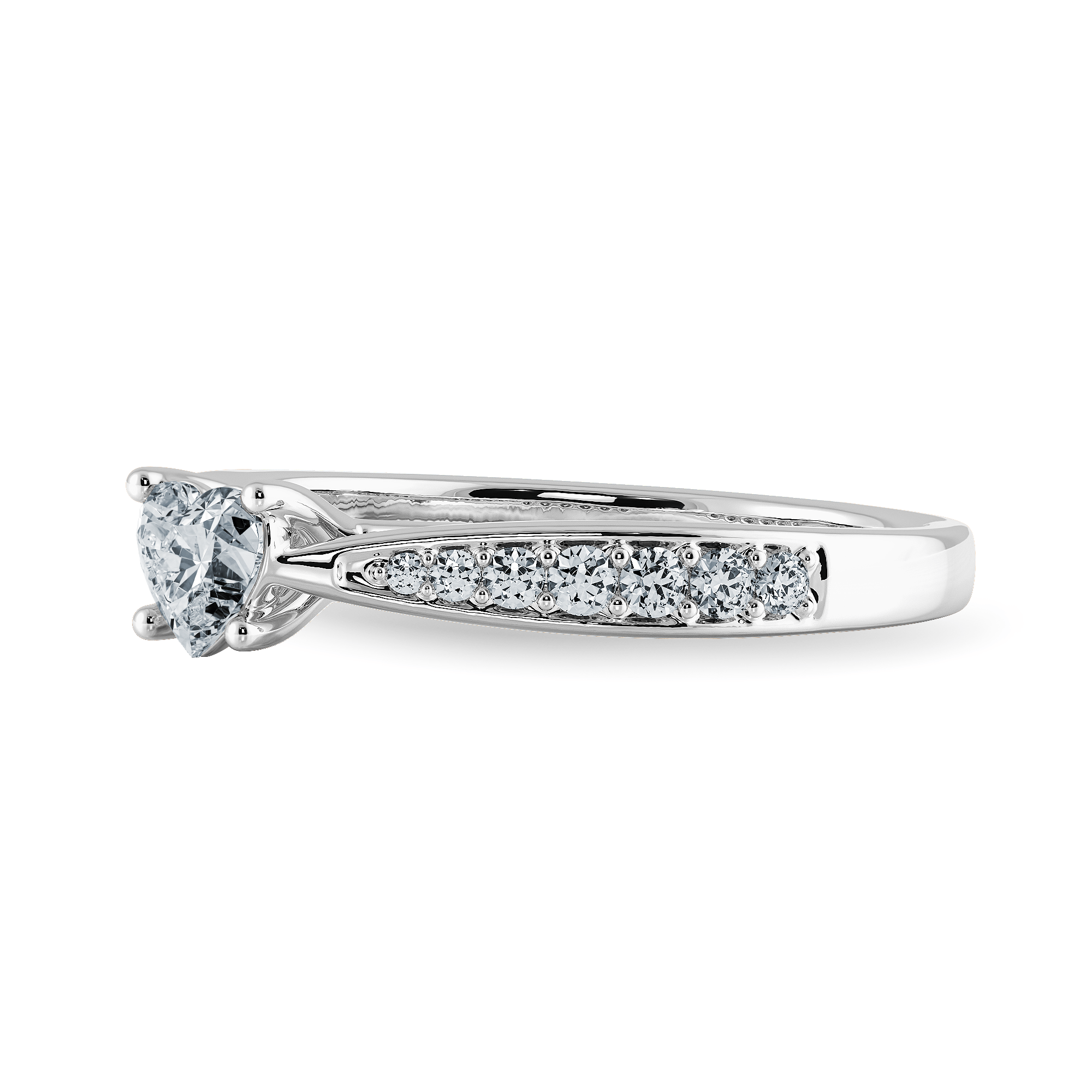 Jewelove™ Rings I VS / Women's Band only 30-Pointer Heart Cut Solitaire Diamond Shank Platinum Ring JL PT 1281