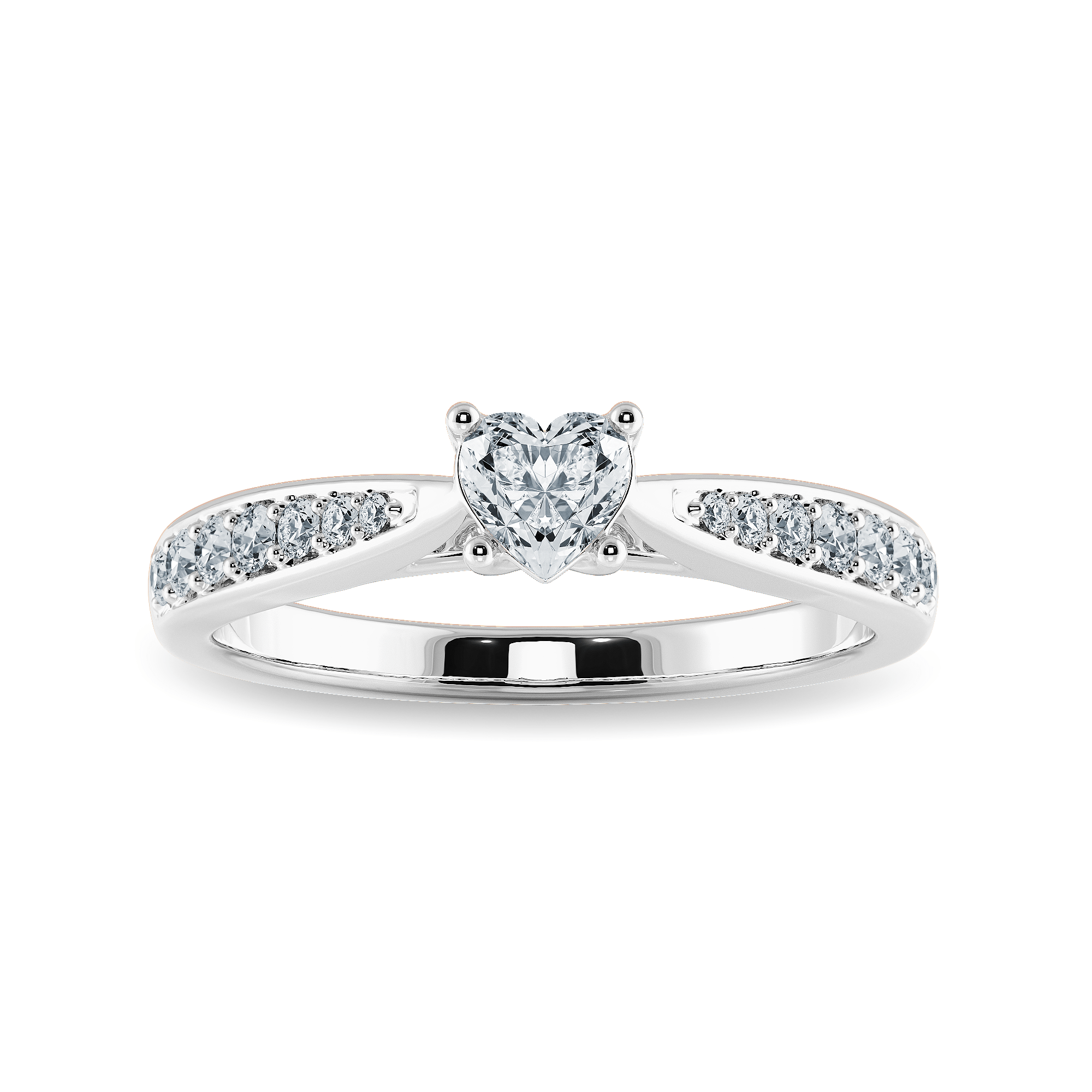 Jewelove™ Rings I VS / Women's Band only 30-Pointer Heart Cut Solitaire Diamond Shank Platinum Ring JL PT 1281