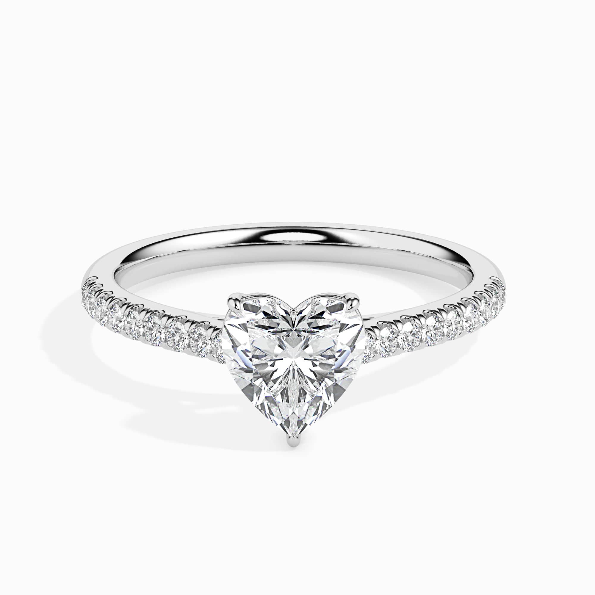 Jewelove™ Rings I VS / Women's Band only 30-Pointer Heart Cut Solitaire Diamond Shank Platinum Ring JL PT 19018