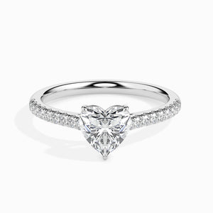 Jewelove™ Rings I VS / Women's Band only 30-Pointer Heart Cut Solitaire Diamond Shank Platinum Ring JL PT 19018