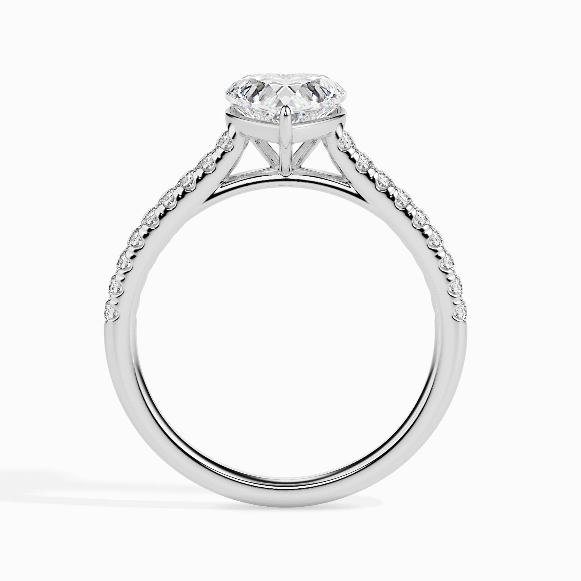 Jewelove™ Rings I VS / Women's Band only 30-Pointer Heart Cut Solitaire Diamond Shank Platinum Ring JL PT 19018