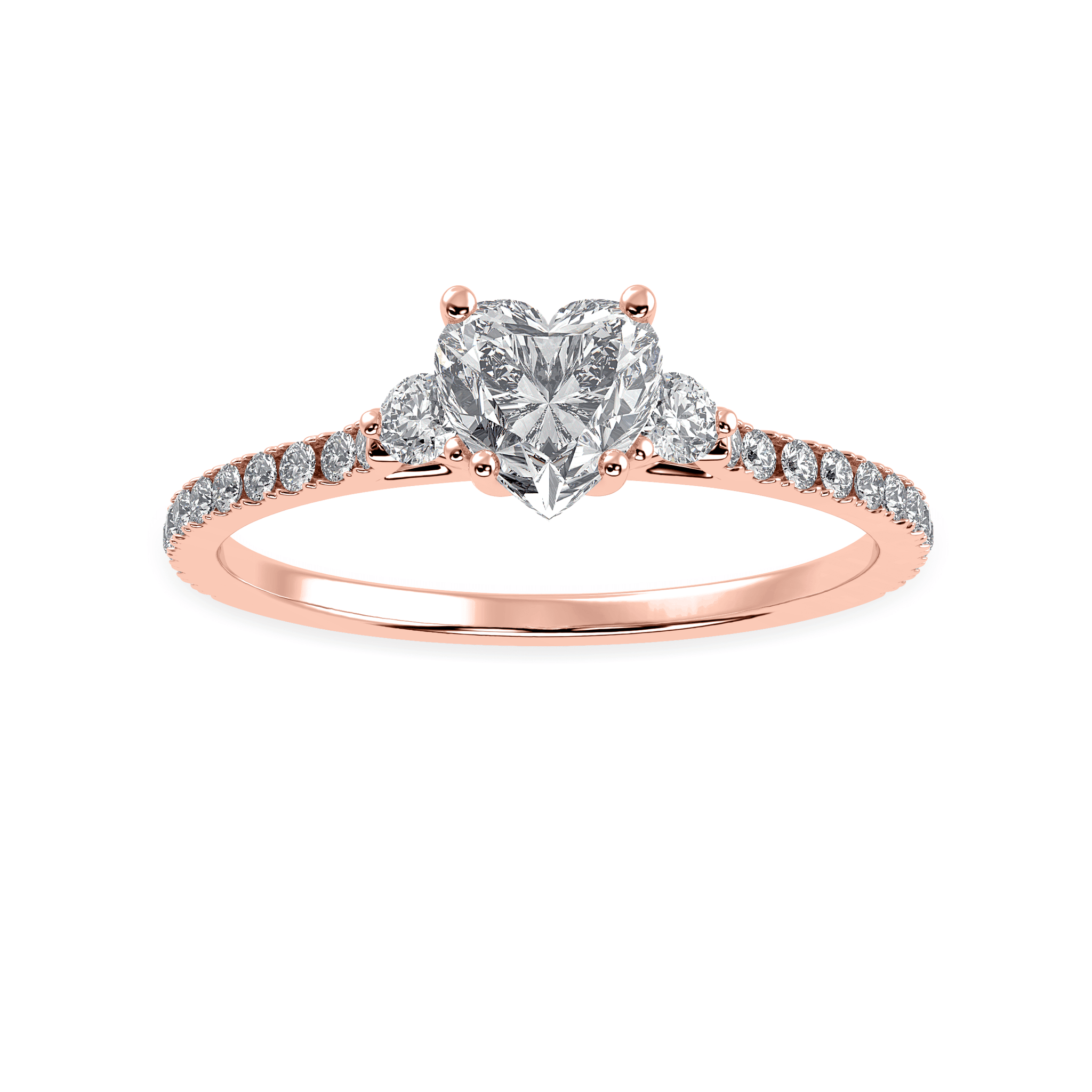 Jewelove™ Rings Women's Band only / VS I 30-Pointer Heart Cut Solitaire Diamond Split Shank 18K Rose Gold Ring JL AU 1243R