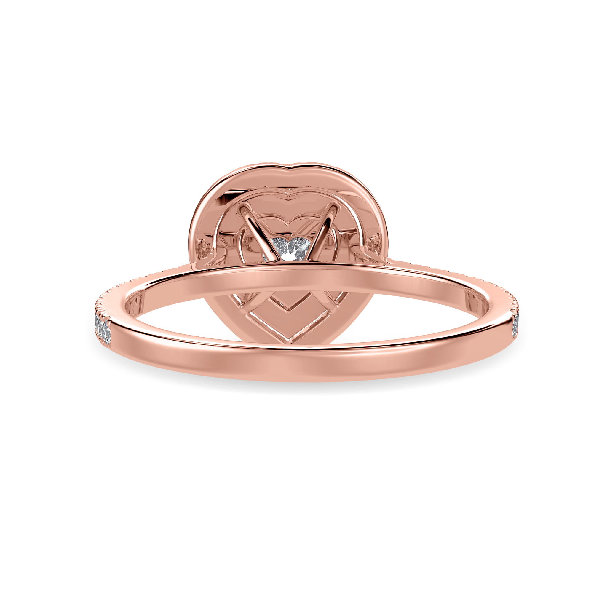 Jewelove™ Rings Women's Band only / VS I 30-Pointer Heart Cut Solitaire Double Halo Diamond Shank 18K Rose Gold Ring JL AU 1297R