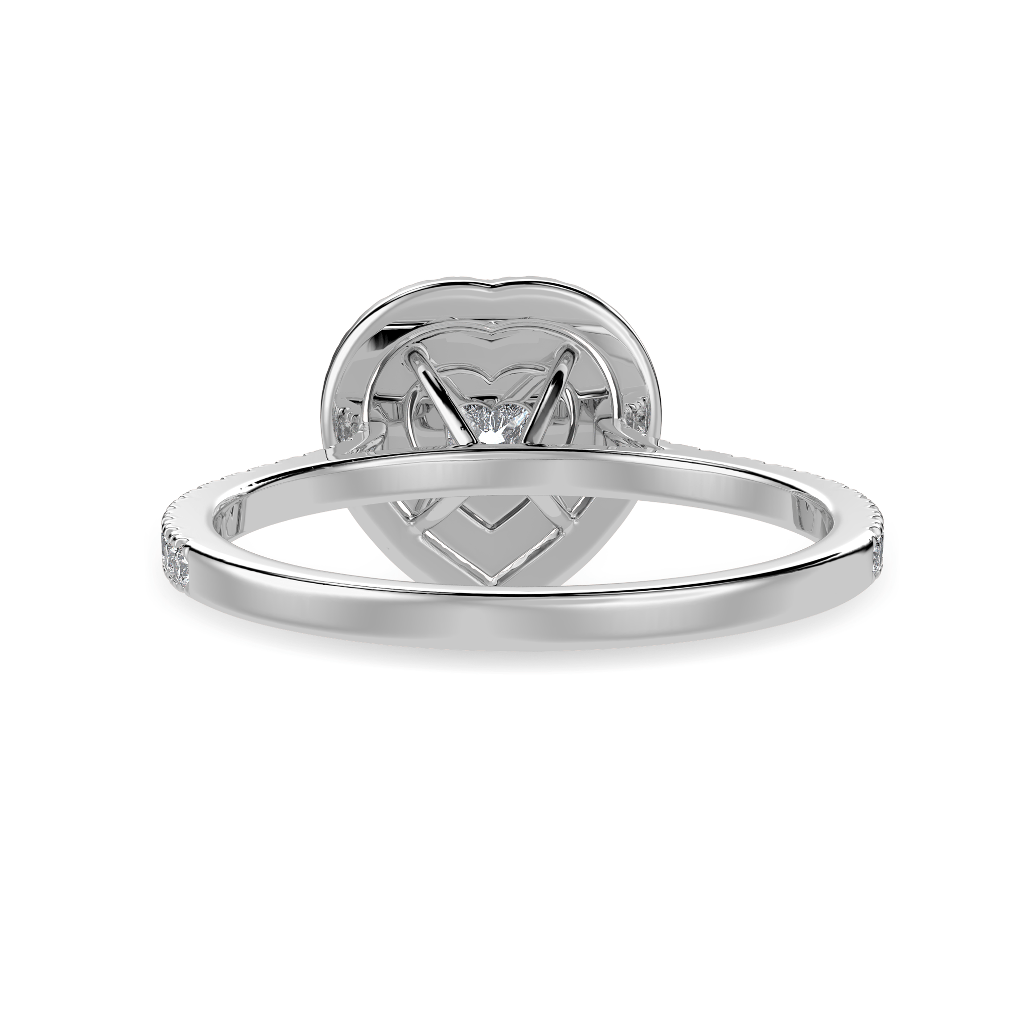 Jewelove™ Rings I VS / Women's Band only 30-Pointer Heart Cut Solitaire Double Halo Diamond Shank Platinum Ring JL PT 1297