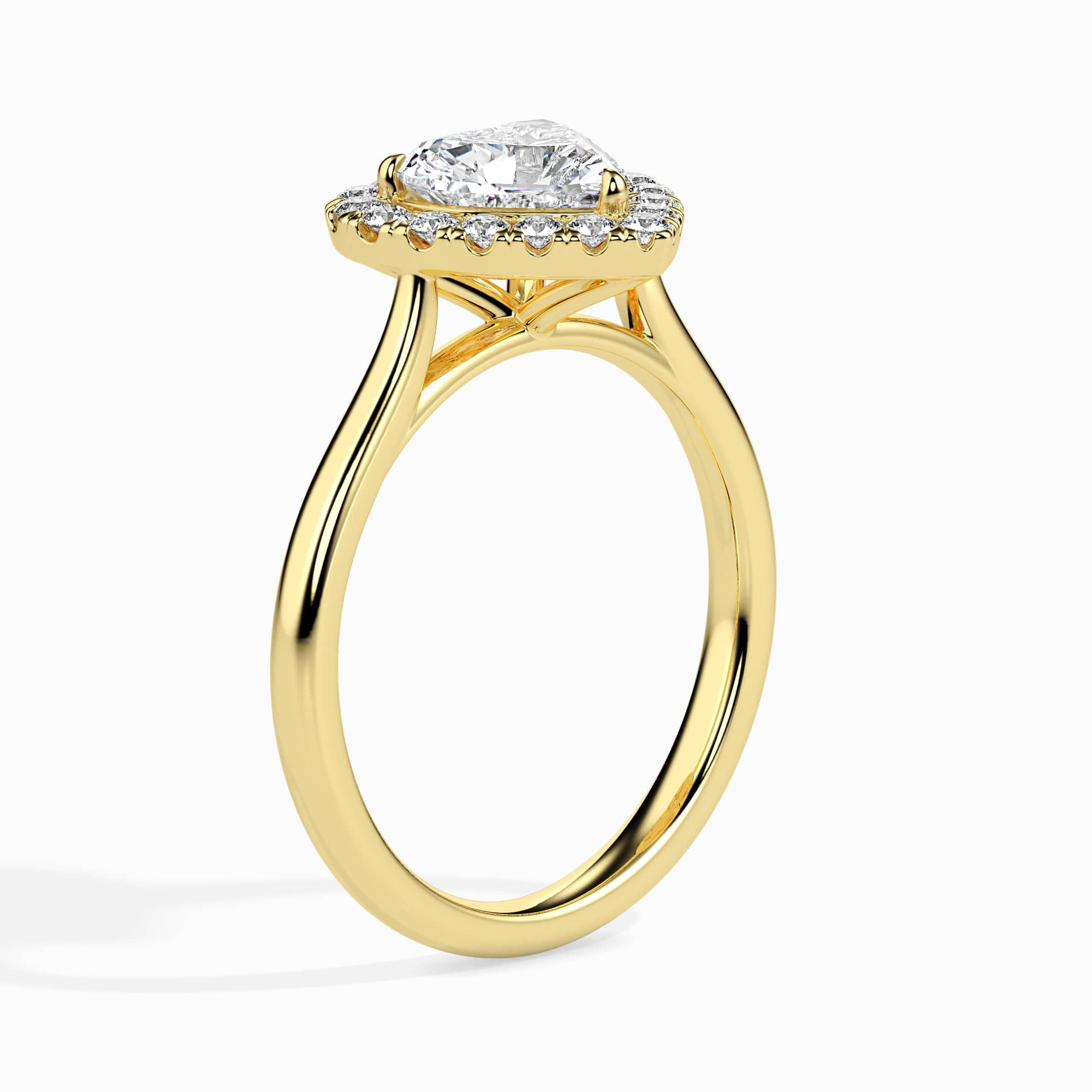 Jewelove™ Rings Women's Band only / VS I 30-Pointer Heart Cut Solitaire Halo Diamond 18K Yellow Gold Ring JL AU 19028Y