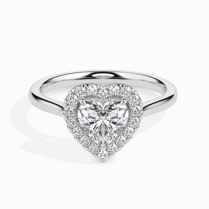 Jewelove™ Rings I VS / Women's Band only 30-Pointer Heart Cut Solitaire Halo Diamond Platinum Ring JL PT 19028