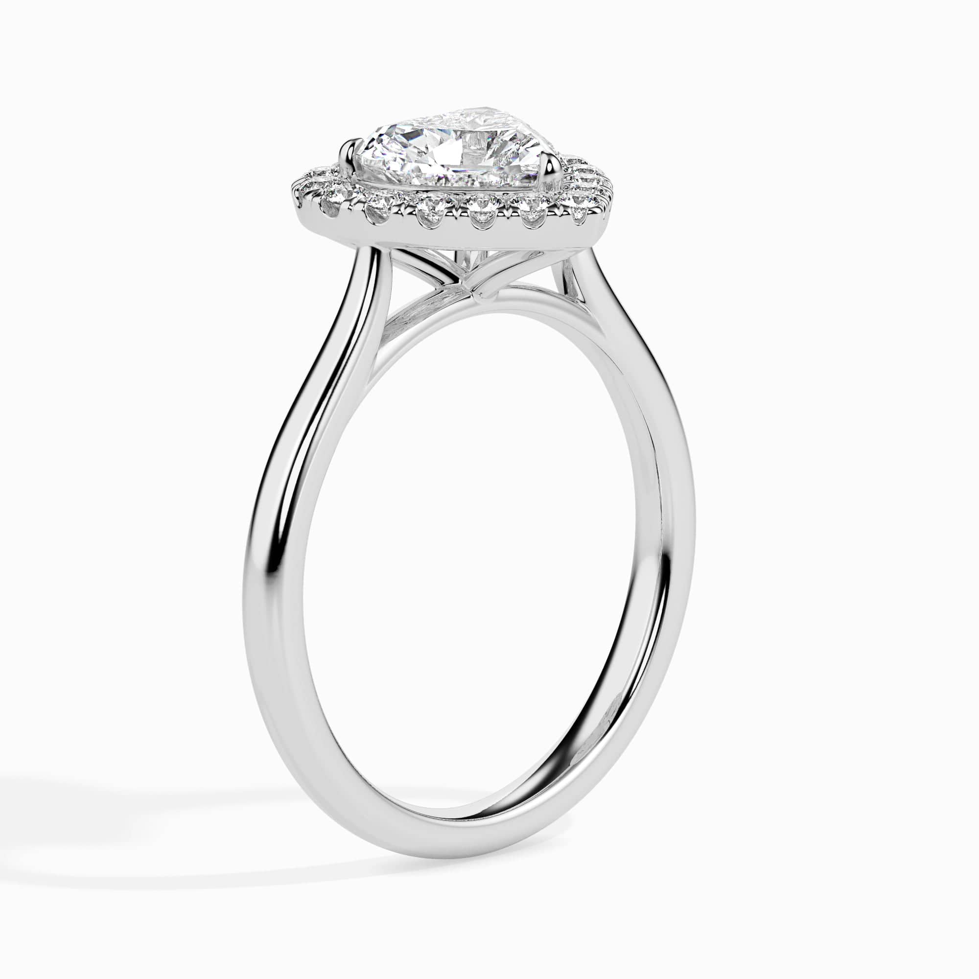 Jewelove™ Rings I VS / Women's Band only 30-Pointer Heart Cut Solitaire Halo Diamond Platinum Ring JL PT 19028