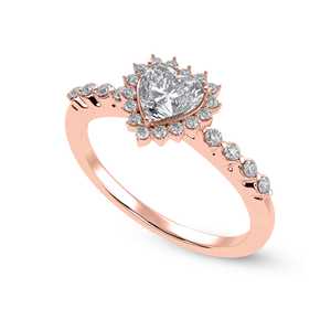 Jewelove™ Rings Women's Band only / VS I 30-Pointer Heart Cut Solitaire Halo Diamond Shank 18K Rose Gold Ring JL AU 1173R