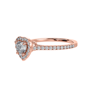 Jewelove™ Rings Women's Band only / VS I 30-Pointer Heart Cut Solitaire Halo Diamond Shank 18K Rose Gold Ring JL AU 1289R