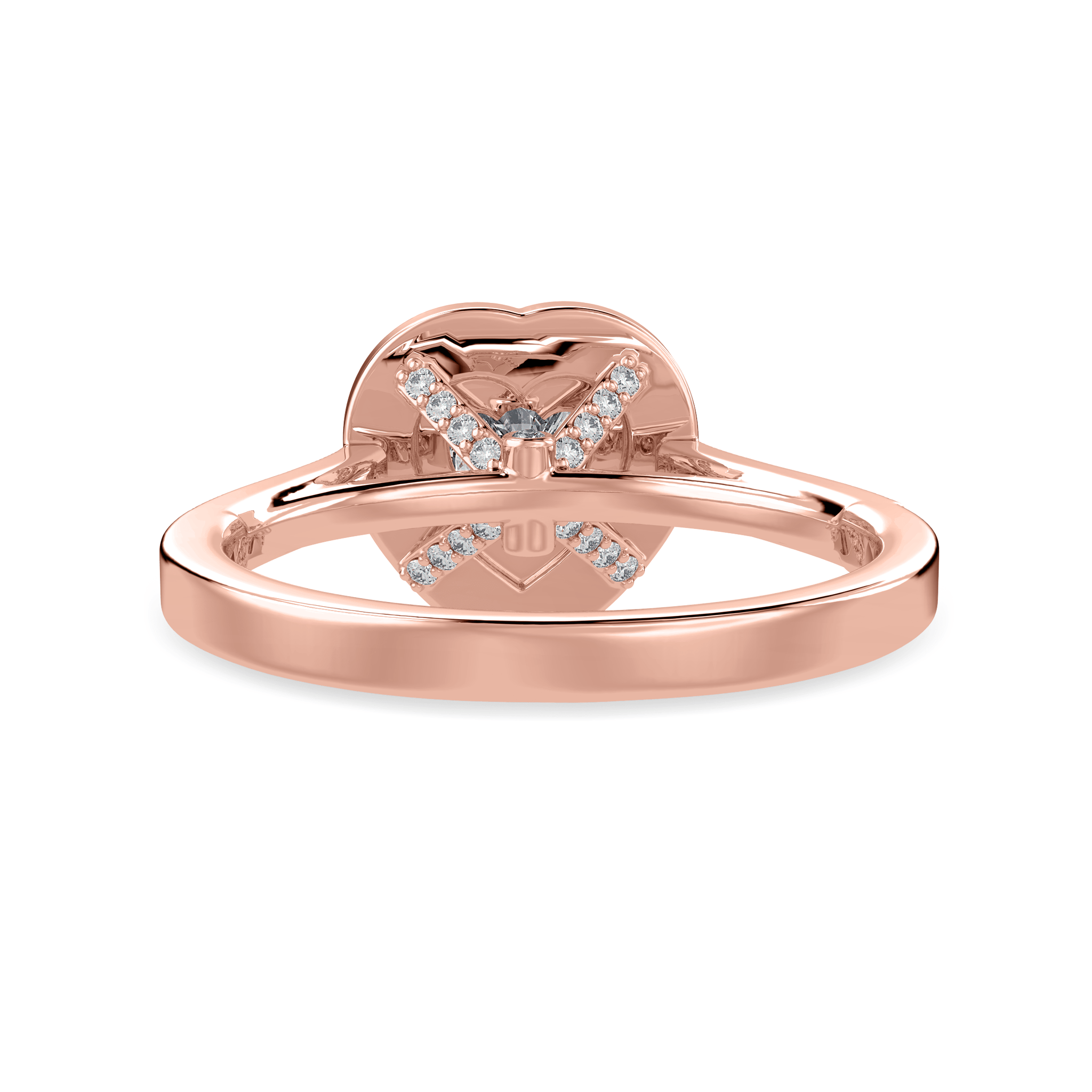 Jewelove™ Rings Women's Band only / VS I 30-Pointer Heart Cut Solitaire Halo Diamond Shank 18K Rose Gold Ring JL AU 1305R