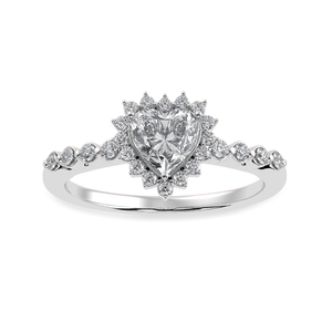 Jewelove™ Rings I VS / Women's Band only 30-Pointer Heart Cut Solitaire Halo Diamond Shank Platinum Ring JL PT 1251