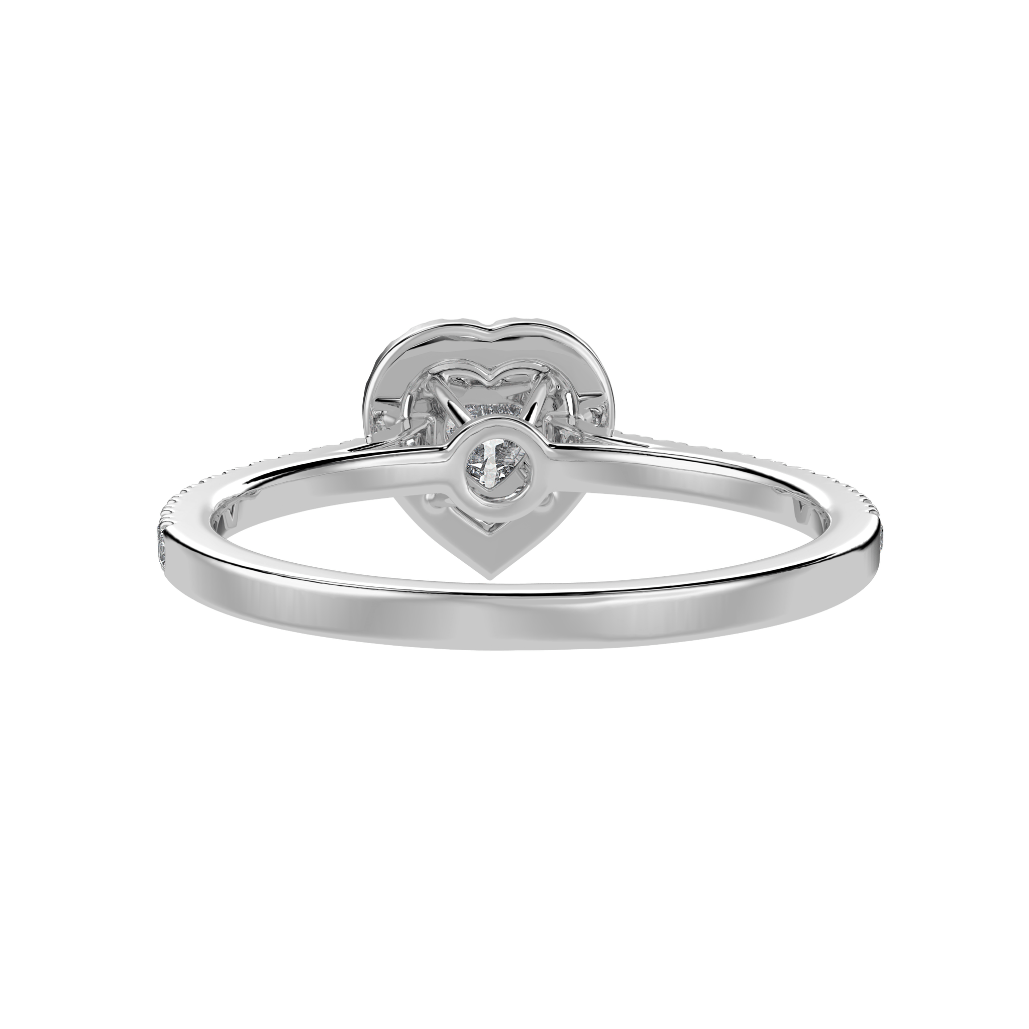 Jewelove™ Rings I VS / Women's Band only 30-Pointer Heart Cut Solitaire Halo Diamond Shank Platinum Ring JL PT 1289