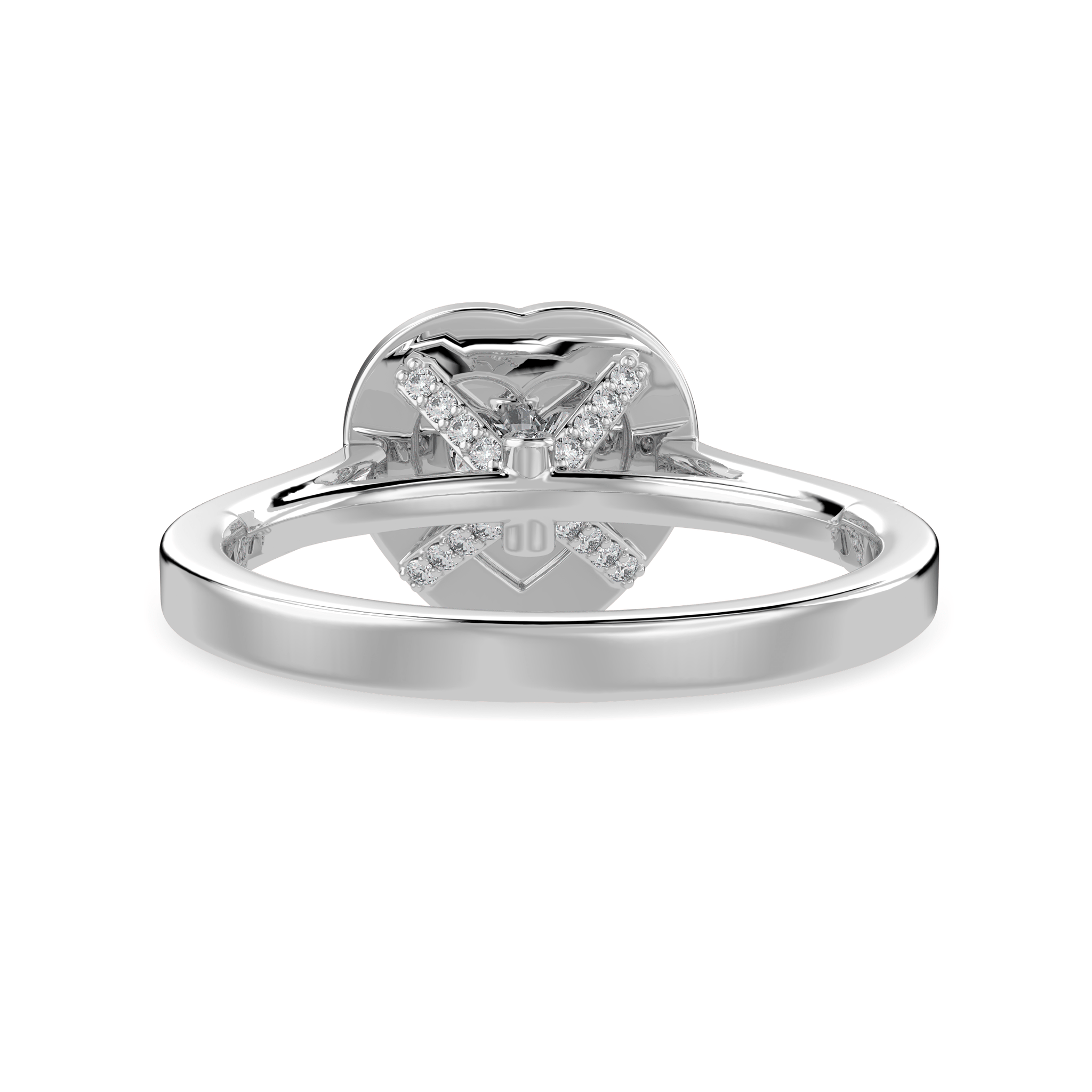 Jewelove™ Rings I VS / Women's Band only 30-Pointer Heart Cut Solitaire Halo Diamond Shank Platinum Ring JL PT 1305