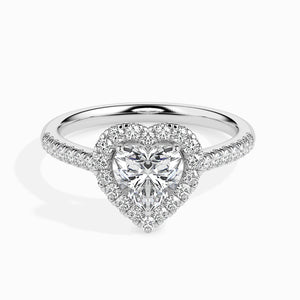 Jewelove™ Rings I VS / Women's Band only 30-Pointer Heart Cut Solitaire Halo Diamond Shank Platinum Ring JL PT 19038