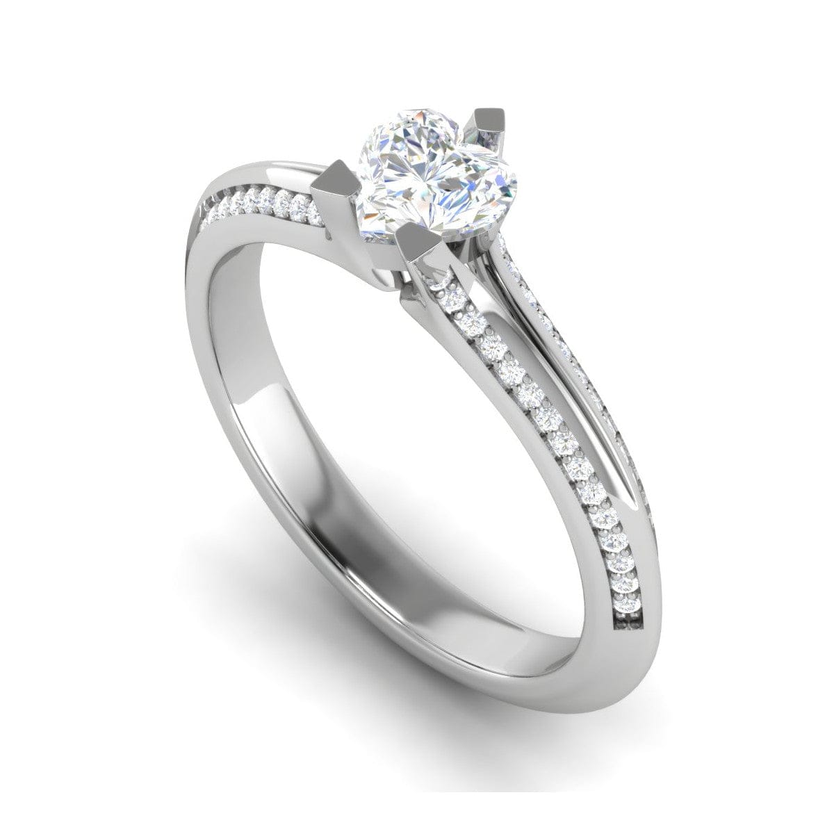 Jewelove™ Rings I VS / Women's Band only 30-Pointer Heart Cut Solitaire Split Diamond Shank Platinum Ring JL PT RP HS 187