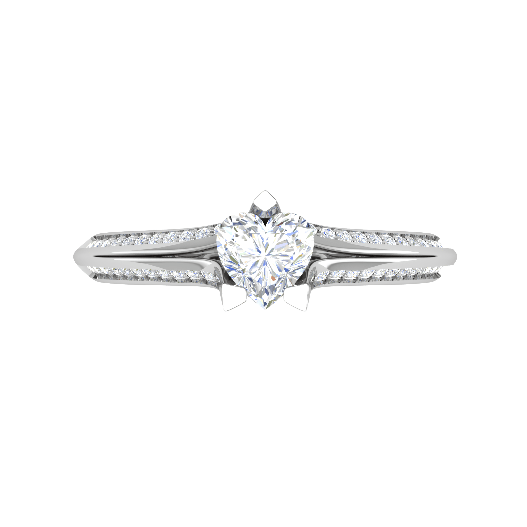 Jewelove™ Rings I VS / Women's Band only 30-Pointer Heart Cut Solitaire Split Diamond Shank Platinum Ring JL PT RP HS 187