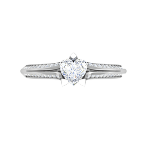 Jewelove™ Rings I VS / Women's Band only 30-Pointer Heart Cut Solitaire Split Diamond Shank Platinum Ring JL PT RP HS 187