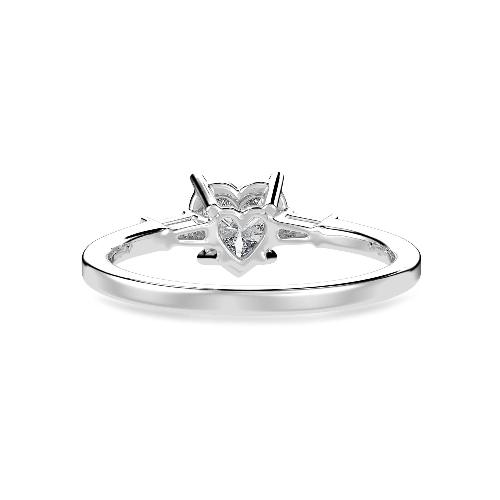 Jewelove™ Rings I VS / Women's Band only 30-Pointer Heart Cut Solitaire with Baguette Diamond Accents Platinum Ring JL PT 1225