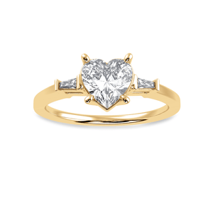 Jewelove™ Rings Women's Band only / VS I 30-Pointer Heart Cut Solitaire with Diamond Baguette 18K Yellow Gold Ring JL AU 1225Y